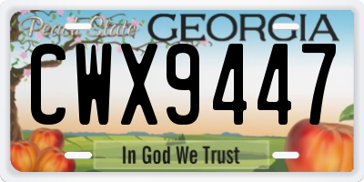 GA license plate CWX9447