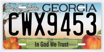 GA license plate CWX9453