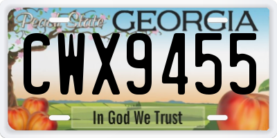 GA license plate CWX9455