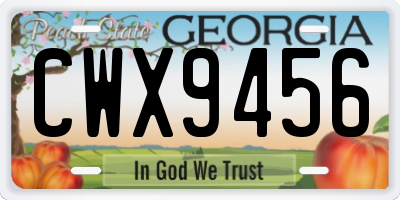 GA license plate CWX9456