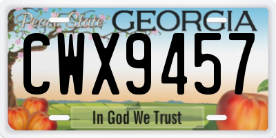 GA license plate CWX9457