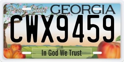 GA license plate CWX9459