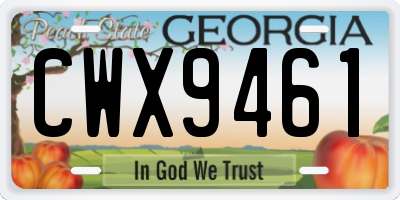 GA license plate CWX9461