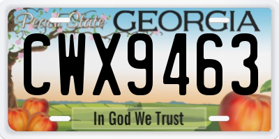 GA license plate CWX9463
