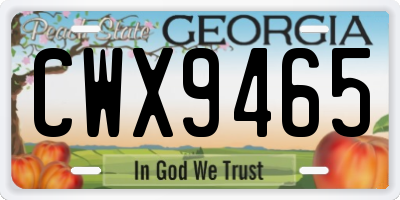 GA license plate CWX9465