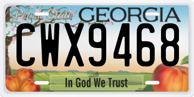 GA license plate CWX9468