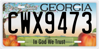 GA license plate CWX9473