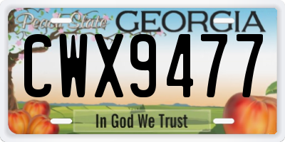 GA license plate CWX9477