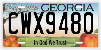 GA license plate CWX9480
