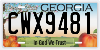 GA license plate CWX9481