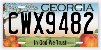 GA license plate CWX9482