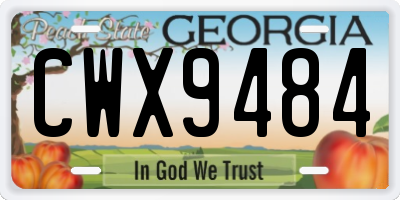 GA license plate CWX9484