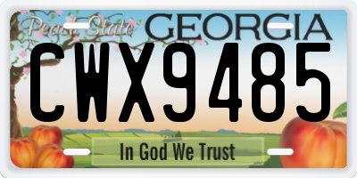 GA license plate CWX9485