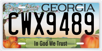 GA license plate CWX9489
