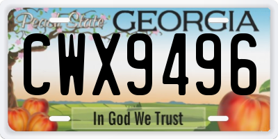 GA license plate CWX9496