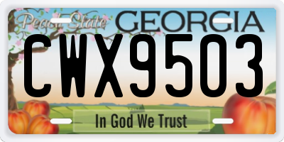 GA license plate CWX9503