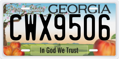 GA license plate CWX9506