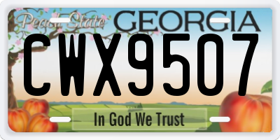 GA license plate CWX9507