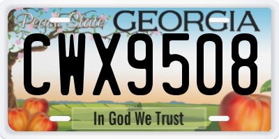 GA license plate CWX9508