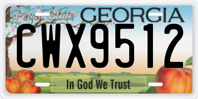 GA license plate CWX9512