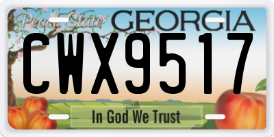 GA license plate CWX9517