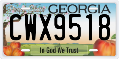 GA license plate CWX9518