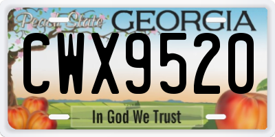 GA license plate CWX9520