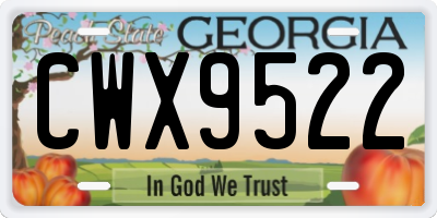GA license plate CWX9522