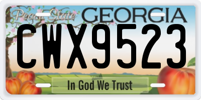 GA license plate CWX9523