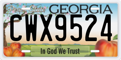 GA license plate CWX9524