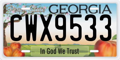 GA license plate CWX9533