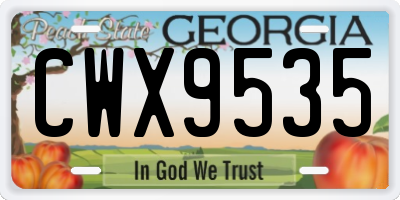GA license plate CWX9535