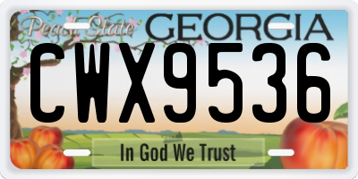 GA license plate CWX9536