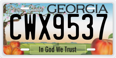 GA license plate CWX9537