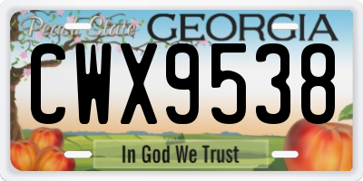 GA license plate CWX9538