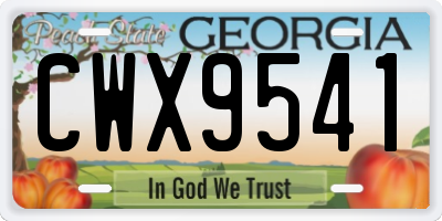 GA license plate CWX9541