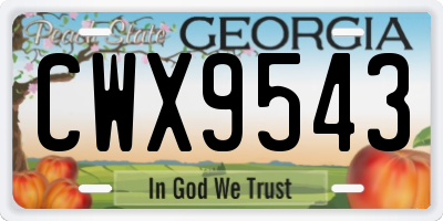 GA license plate CWX9543