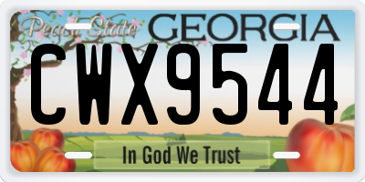 GA license plate CWX9544