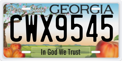 GA license plate CWX9545