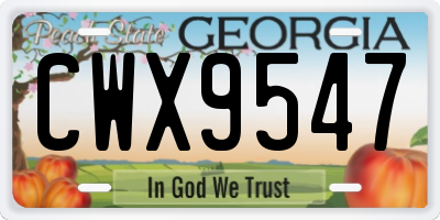 GA license plate CWX9547