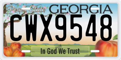 GA license plate CWX9548