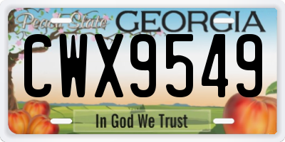 GA license plate CWX9549