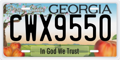 GA license plate CWX9550