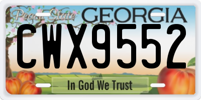 GA license plate CWX9552