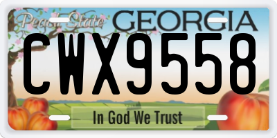 GA license plate CWX9558