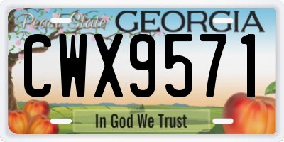 GA license plate CWX9571