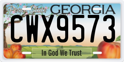 GA license plate CWX9573