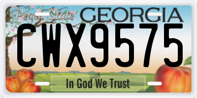 GA license plate CWX9575