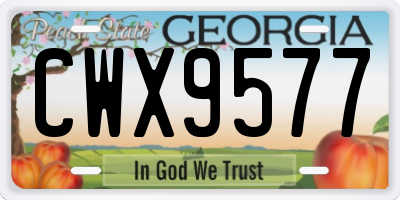 GA license plate CWX9577