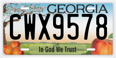 GA license plate CWX9578